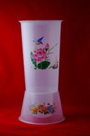 Vaza din plastic transparenta - Motiv cu flori si pasare